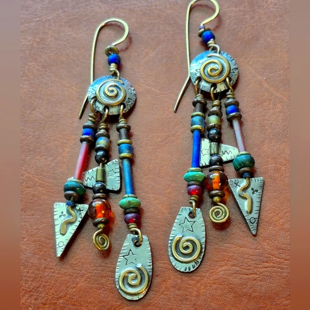 Bohemian Vintage Spiral Dangle Earrings